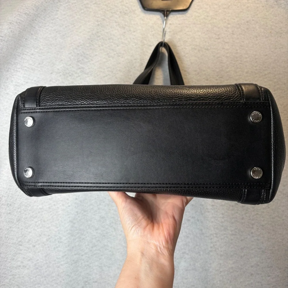 Michael Kors Rosemary Large Pebbled Leather Shoulder Bag Black Silver